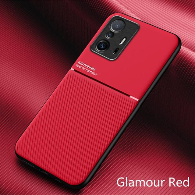 Magnetische Leder-Schutzhülle mit Kickstand für Xiaomi Mi 11T Pro in Rot - Bild 1