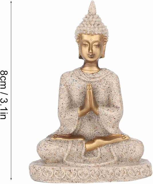 Meditierende Buddha-Statue aus Sandsteinharz von Yiran Furniture als dekoratives Ornament für dein Zuhause, Höhe: 8 cm - Bild 1