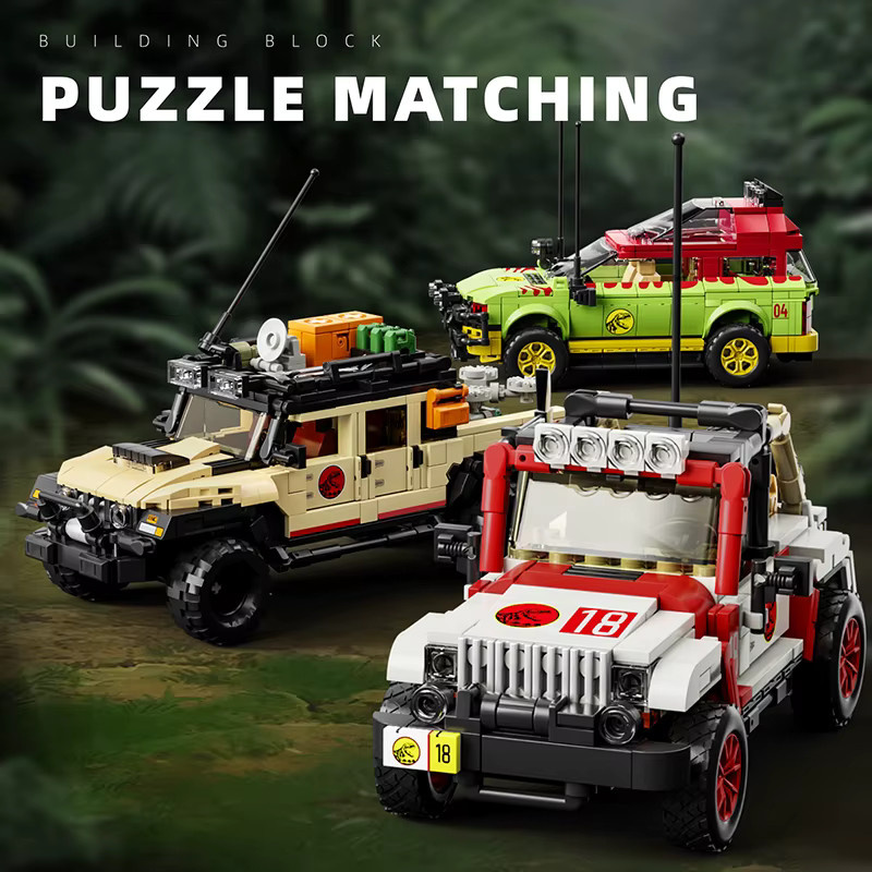 M MENBIS 3-in-1 Dinosaurier-Abenteuer Geländewagen MOC Bausteine-Set mit 1632 Teilen, Jurassic-Serie Spielzeug in Mehrfarbig - Bild 2