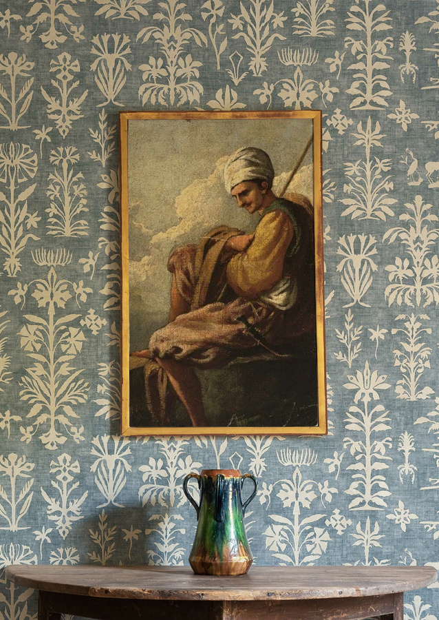 Lewis & Wood Tapete Papyrus Marmara in Blau mit floralem und botanischem Design - Bild 1