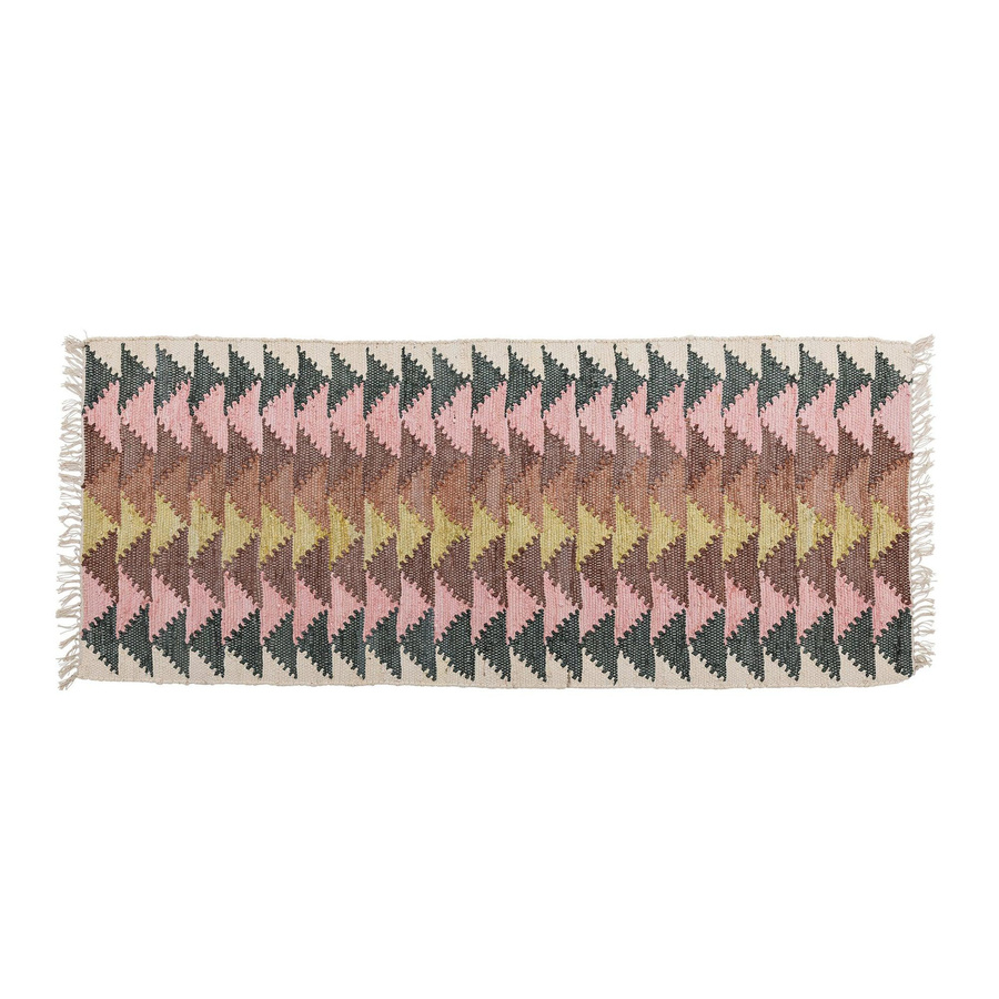 Bloomingville Baumwollteppich Desmond mit Fransen, geometrisches Boho-Design, Multicolour, B/T: 80 x 180 cm - Bild 1