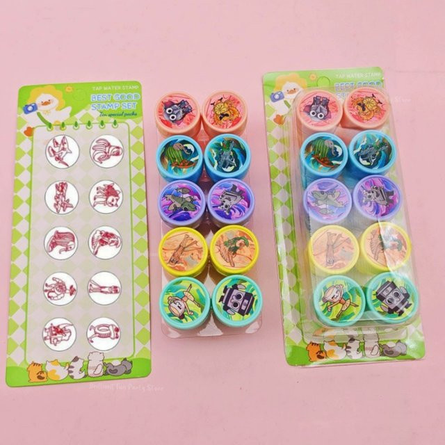 Potdemiel 10er Set Selbststempelnde Cartoon-Tier-Stempel in Mehrfarbig für Kinder und DIY-Dekorationen - Bild 1