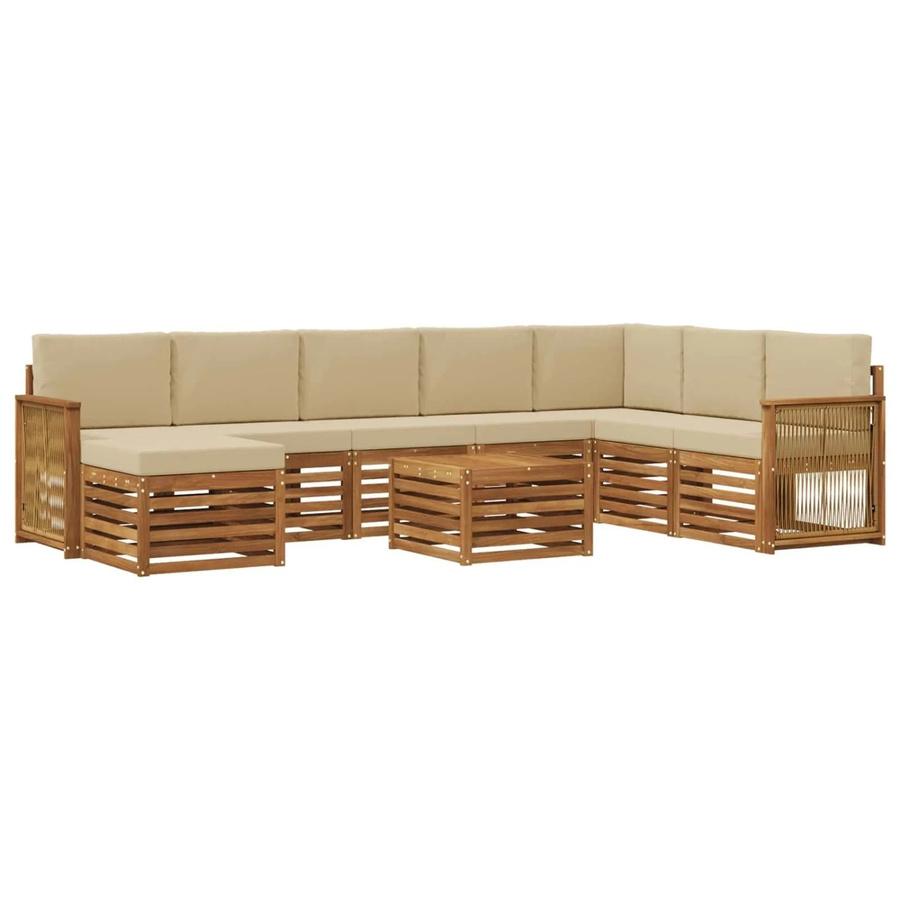 vidaXL Sofagarnitur aus Massivholz Akazie in Natur-Beige mit Latten-Design und Armlehnen - Bild 2