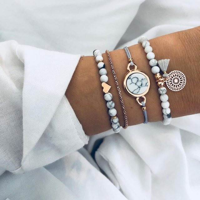 Allbestart Schmuck Set, Armband, Grau, Kupfer, Perle, Damen - Bild 1