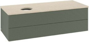 V&B Waschtischunterschrank Antao mit Frontstruktur in Grau-Grün lackiert, B/T/H: 120 x 50 x 50 cm - Bild 1