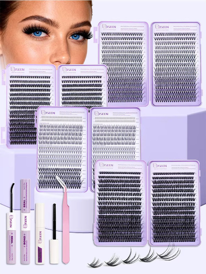 ISEEN Wimpernverlängerungsset, D-Curl, gemischte Längen, Unisex - Bild 4