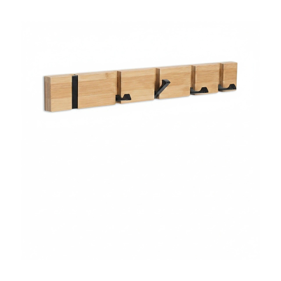 Relaxdays Garderobenleiste aus Bambus und Eisen, klappbar, Schwarz/Braun, B: 50 cm, H: 5 cm, T: 1,5 cm - Bild 2