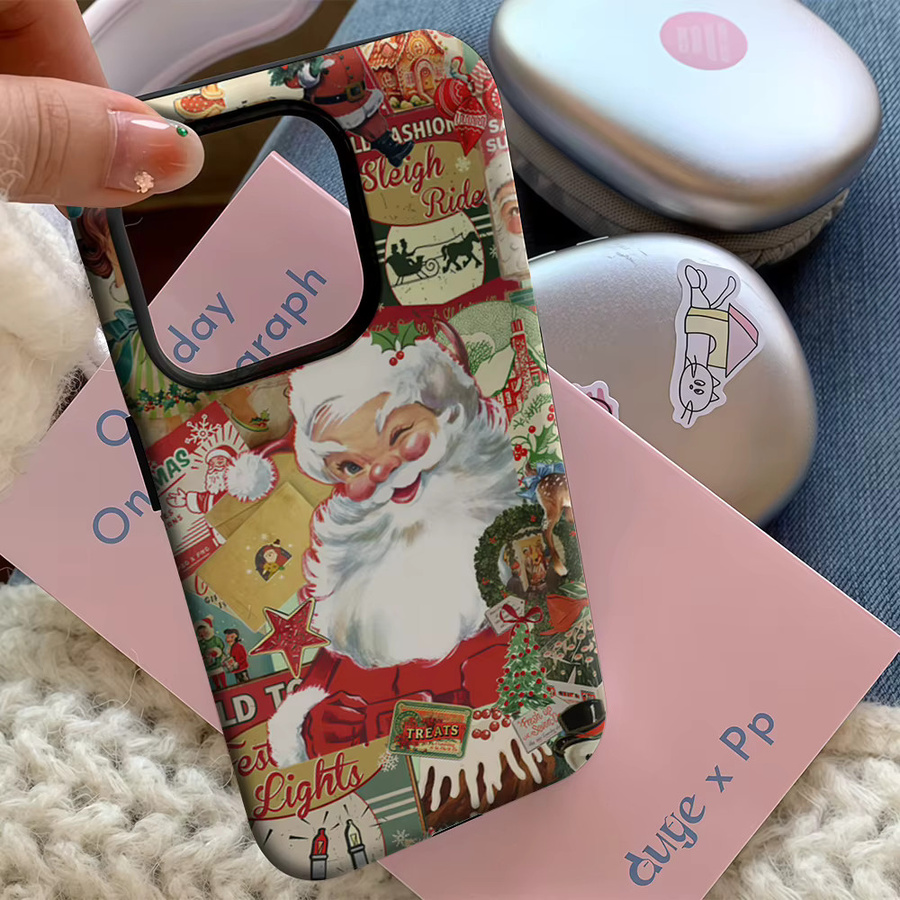 Vintage Weihnachten Karneval Handyhülle für iPhone 11 bis iPhone 17 Pro Max Plus mit doppelschichtiger Rückseite in Multicolour - Bild 5