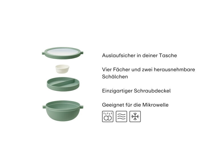 Mepal Basic Bento-Lunchbowl Vita aus Kunststoff, auslaufsicher mit Fächern, Vivid Mauve - Bild 2