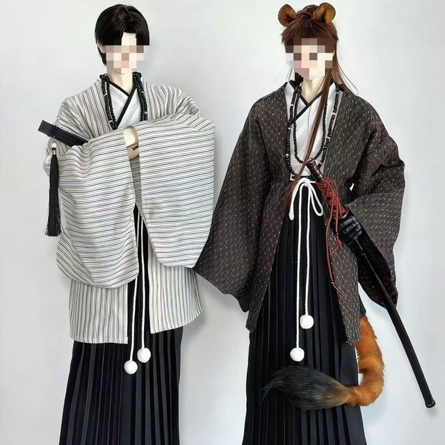 YUFEYN Japanischer Samurai-Kimono, Zubehör, Schwarz, ab 14 Jahren - Bild 1