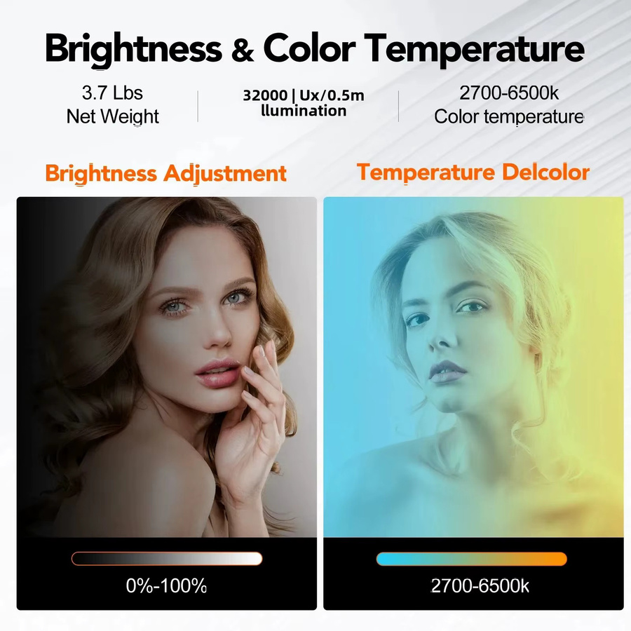 Nagnahz 330 W LED-Videoleuchte in Schwarz mit Bowens-Montage, zweifarbig 2700 K–6500 K und App-Steuerung für Fotostudio und Fotografie - Bild 3