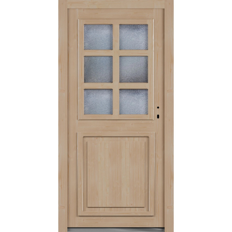 Roro Nebeneingangstür OHE 1005 Fichte mit Glaseinsatz, Farbe Beige/Braun, B: 110 cm, H: 210 cm, DIN Rechts - Bild 2