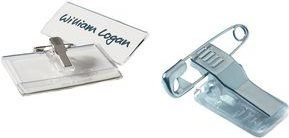 Durable Namensschild mit Kombiklemme aus Acryl in Transparent, 25 Stück, B: 7,5 cm, H: 4,0 cm - Bild 1