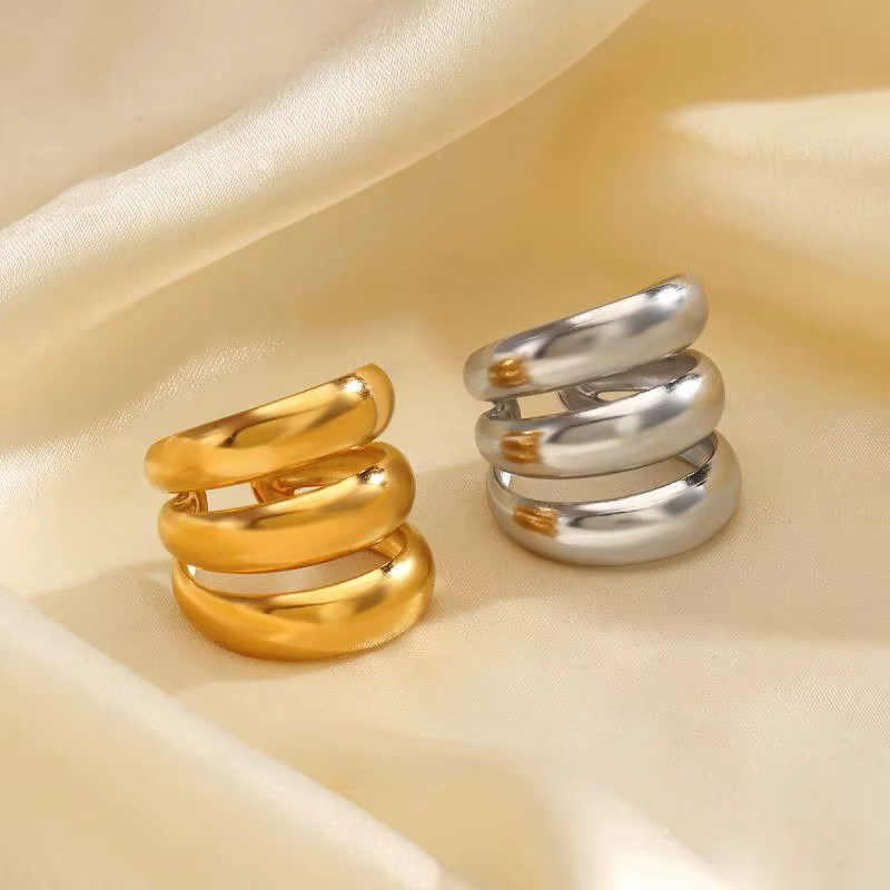 Sharelucky Kuppelring Edelstahl, Gold versilbert, Unisex - Bild 2