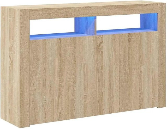 vidaXL Sideboard Sonoma-Eiche mit integrierter LED-Beleuchtung, Farbe: Braun, B/T/H: 115,5 x 30 x 75 cm - Bild 1