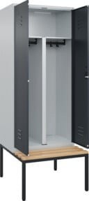C+P PSA Doppel-Spind Classic PLUS Sitzbank mit 2 Abteilen, Buche-Hartholz und Zylinderschloss, Grau, B/T/H: 212,0 x 80,0 x 81,5 cm - Bild 1