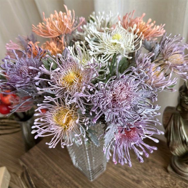 Smr Künstliche Blumen in Grau als Dekoration für Vase, Hochzeit und Weihnachten - Bild 1
