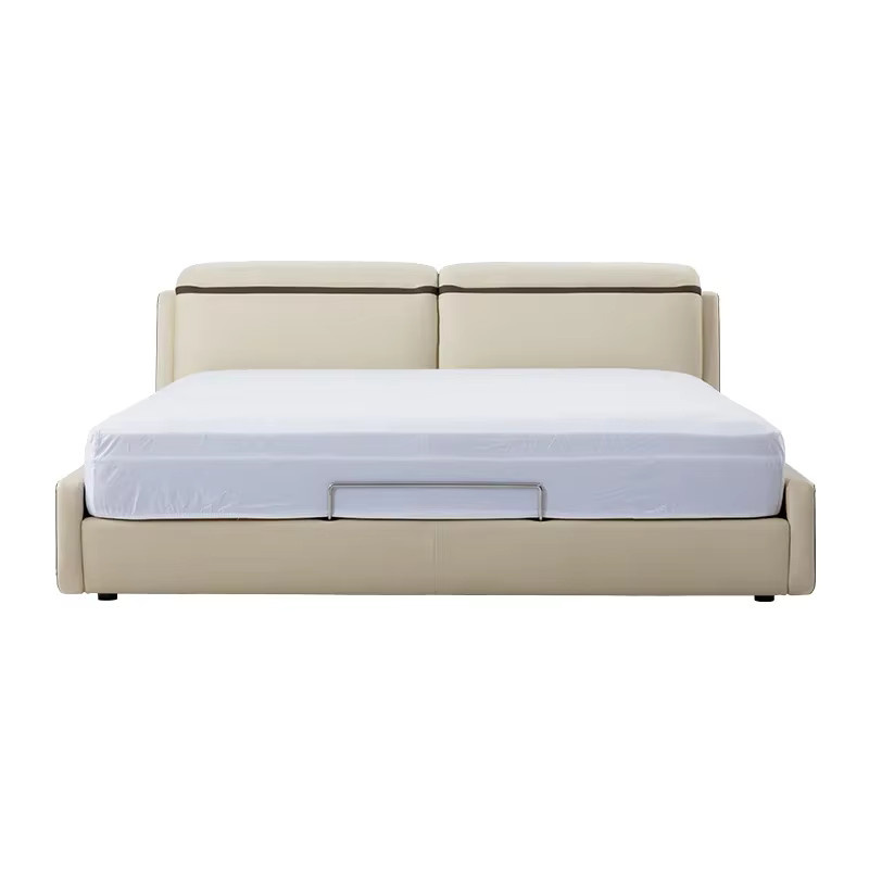 a forDesigner Modernes Queensize-Bett mit hohem Kopfteil aus Schaumstoff und Leder in Nordic-Design - Bild 3