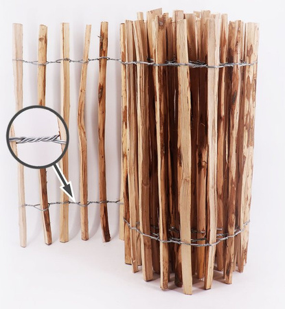 Aquagart Staketenzaun Komplettset aus Holz in Braun, 5m lang, Höhe: 100 cm, inklusive 5 Holzpfosten mit Höhe: 150 cm und Krampen
