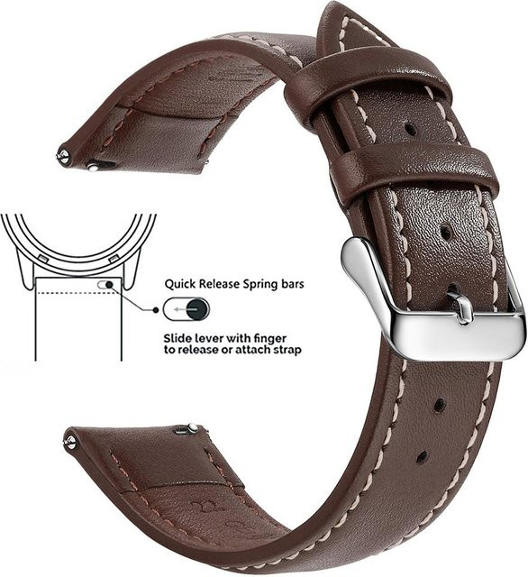 RW-Clothing Uhrenarmband Vollnarbenleder, Schwarz, Unisex, 20 mm - Bild 1