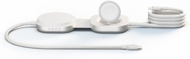 Zens Charging Cable USB C-C Pro 3 - USB-C auf USB-C Ladekabel mit Qi2 für 3 Geräte, Weiß - Bild 1