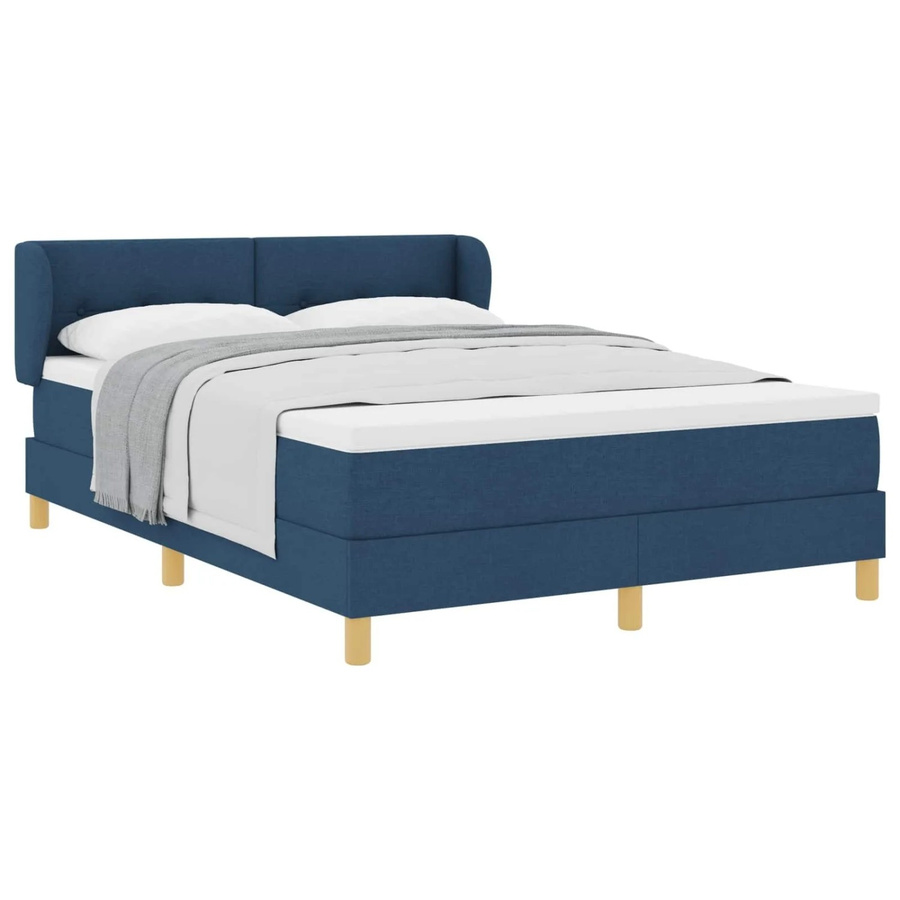 vidaXL Boxspringbett mit Matratze und Kopfteil in Blau, B/T/H: 160 x 200 x 163 cm - Bild 2