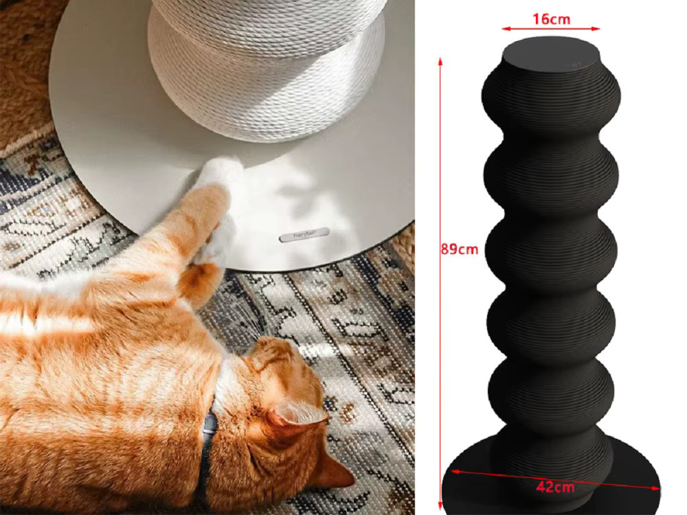 Furrytail Modularer Katzen-Kratzbaum in Schwarz mit Sisal, Höhenverstellbarer Aktivitätsbaum für Wohnungskatzen - Bild 4