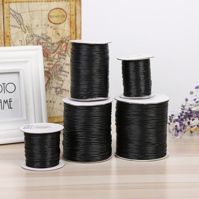 Schwarze Baumwollwachsschnur für DIY-Projekte und Bekleidungszubehör, 1,5 mm Breite, 160 Meter - Bild 1
