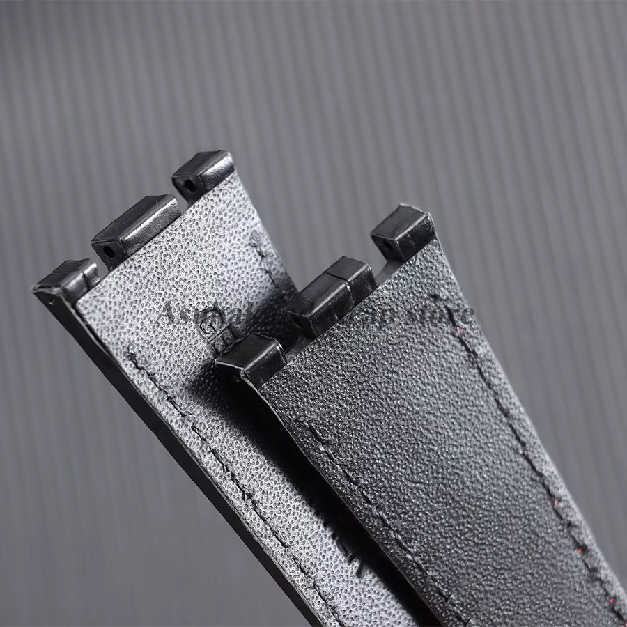 Uhrenarmband Leder, Krokodilmuster, Schwarz, 28 mm, Unisex - Bild 1