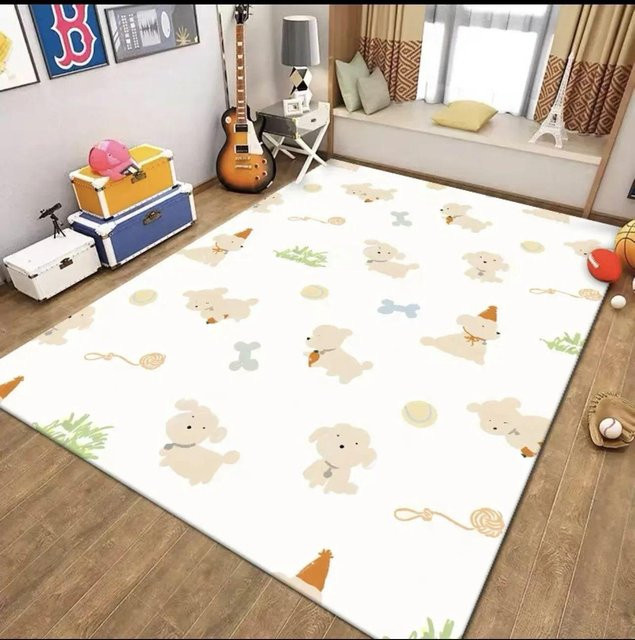Maschinenwaschbarer Kinderteppich JGJG mit Cartoon-Design, rutschfest und weiß, B/T: 100 x 160 cm - Bild 1