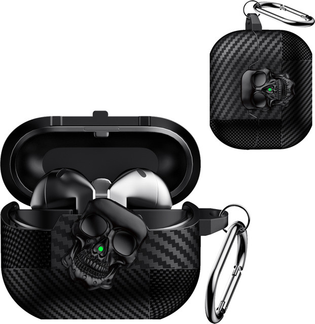 Stoßfeste Schutzhülle mit Carbon-Struktur für Samsung Galaxy Buds 3 und Buds 3 Pro in Schwarz und Silber - Bild 1