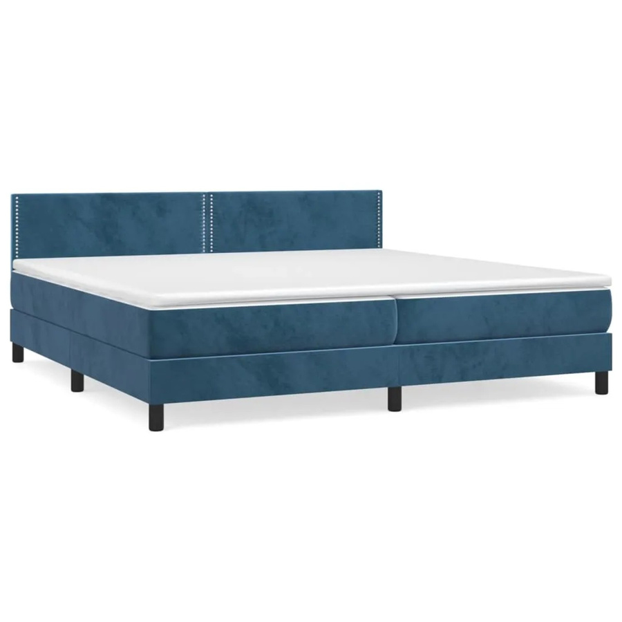 vidaXL Boxspringbett mit Matratze Dunkelblau Samt B/T/H: 200 x 200 x 88 cm - Bild 2