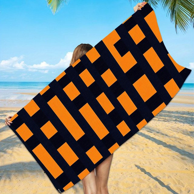 Strandtuch JMG Household Supplies mit geometrischem Muster in Orange und Schwarz, schnelltrocknendes Mikrofaser-Badetuch für Damen und Herren, Breite: 90 cm, Länge: 180 cm - Bild 1