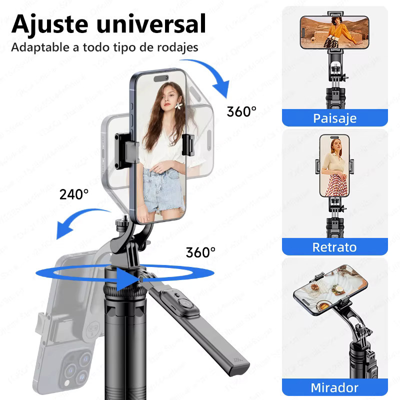 TOKQI C19 Selfie Stick Stativ mit Telefonhalter und Fernbedienung, ausziehbares Quadrapod für Handykameras, Schwarz - Bild 2