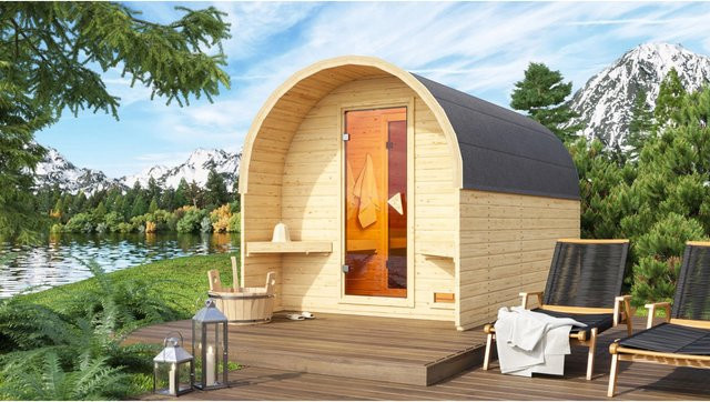 Karibu Gartensauna Fasshaus 3 in Holzoptik B/T/H: 385 x 219 x 219 cm ohne Ofen - Bild 2