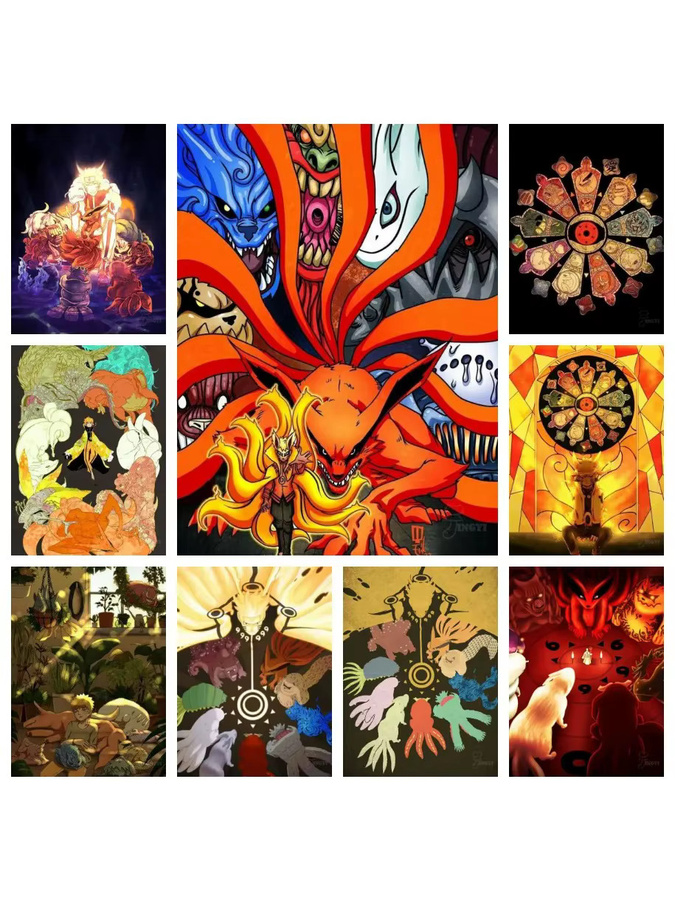 Kayou Naruto Diamantmalerei-Set Nine Big Tails 5D Stickerei in Multicolour, rahmenloses Anime-Kunsthandwerk für die Heimdekoration - Bild 3