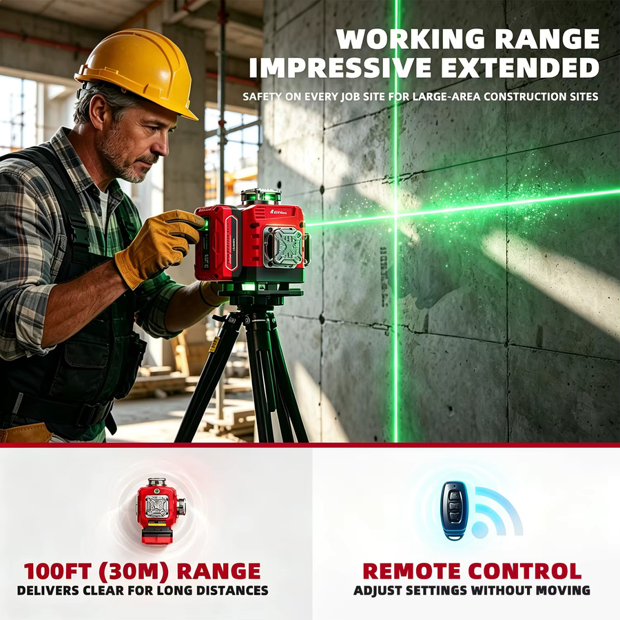 YEVOLT 4D Selbstnivellierender Laser-Level mit 16 Linien in Grün für DIY und Innenrenovierung - Bild 5