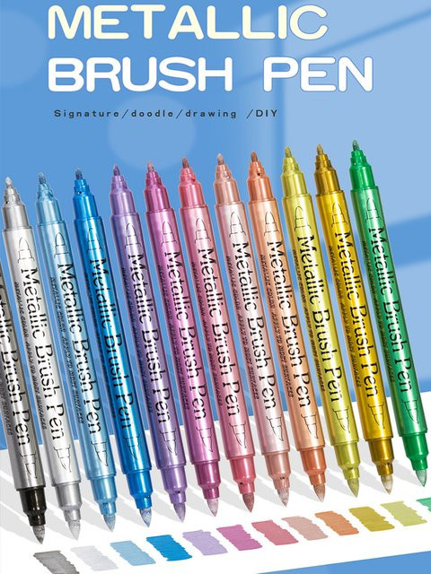 12 Farben Metallic Permanent Marker mit Dual Tip für DIY Epoxidharz, Zeichnungen und Kunstwerke in Multicolour - Bild 1