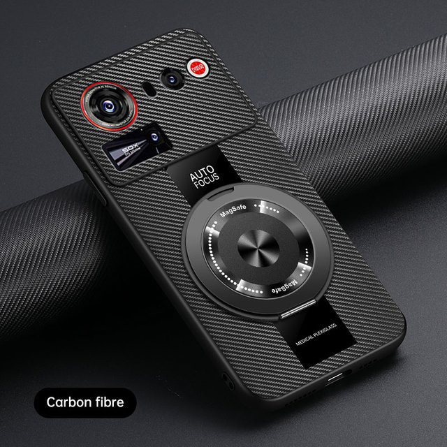 Luxus Leder Handyhülle mit Magnetischer Halterung und Ring für ZTE Nubia Z80 Ultra 5G in Schwarz oder Grün - Bild 1