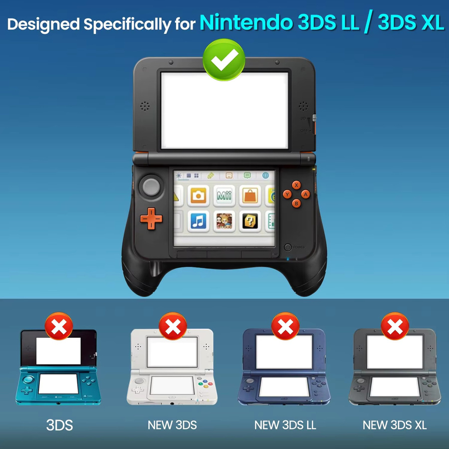 Ergonomischer Handgriff mit Ständer und rutschfestem Schutzüberzug für Nintendo New 3DS XL und New 3DS in Schwarz - Bild 3