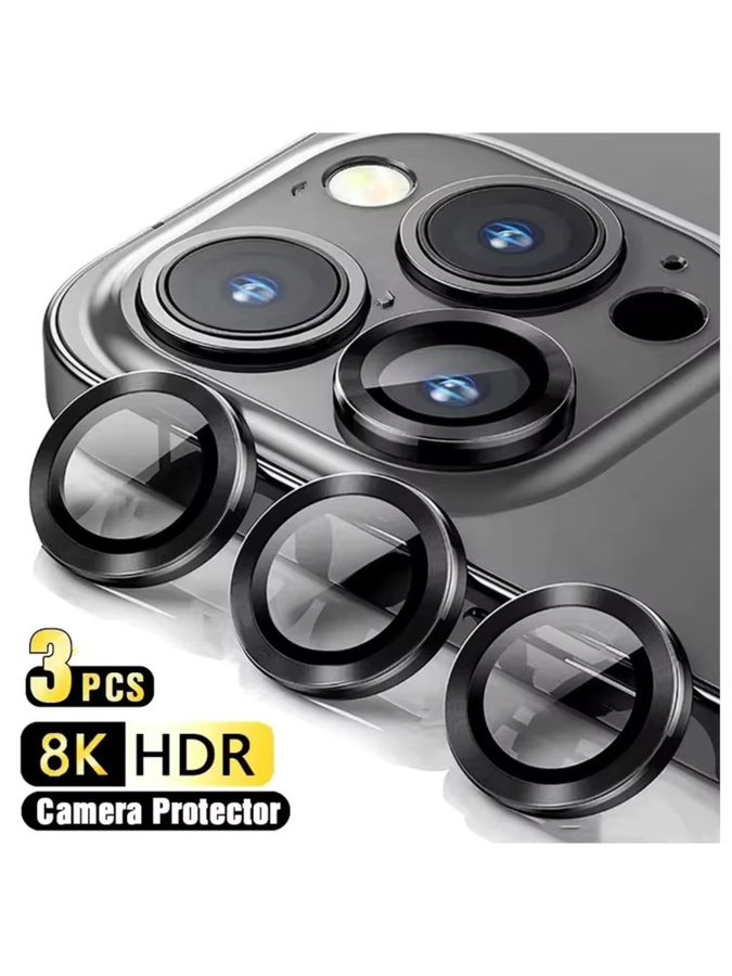 3er-Set Metall-Kameraobjektivschutz aus gehärtetem Glas für Apple iPhone 16 Pro Max 15 14 13 12 11 Pro Max Plus Mini - Bild 3
