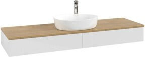 Villeroy & Boch Waschtischunterschrank Antao ohne Frontstruktur in Eiche Honig und Weiß Lackiert, Breite: 160 cm, Tiefe: 50 cm - Bild 1