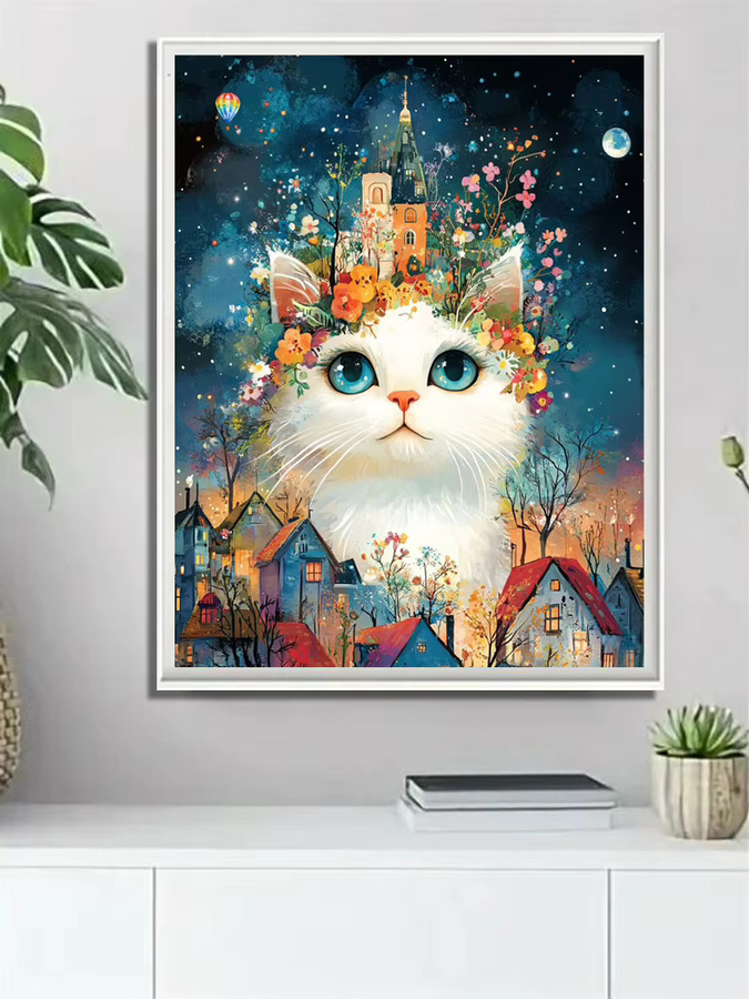 WYZDP Diamantmalerei-Set Süße Katze als Wandkunst mit quadratischem Motiv und Vollkristall-Dekor - Bild 3