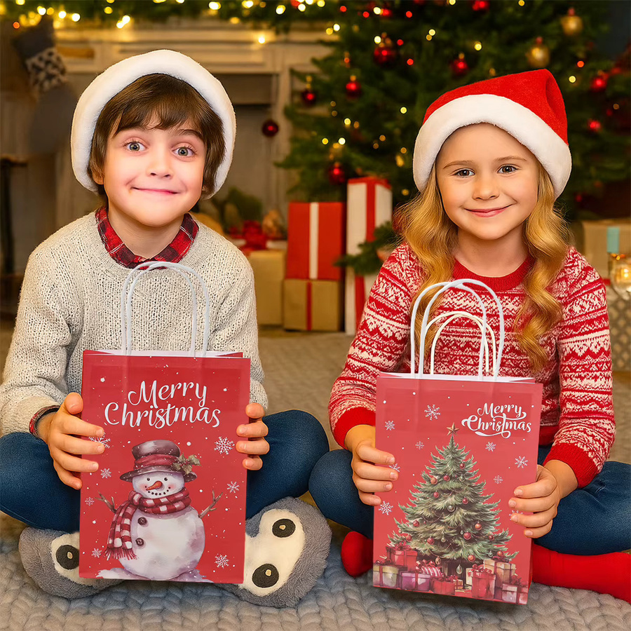 PATIMATE Weihnachts-Geschenktüten aus Kraftpapier in Rot für Weihnachten und Silvester - Bild 2