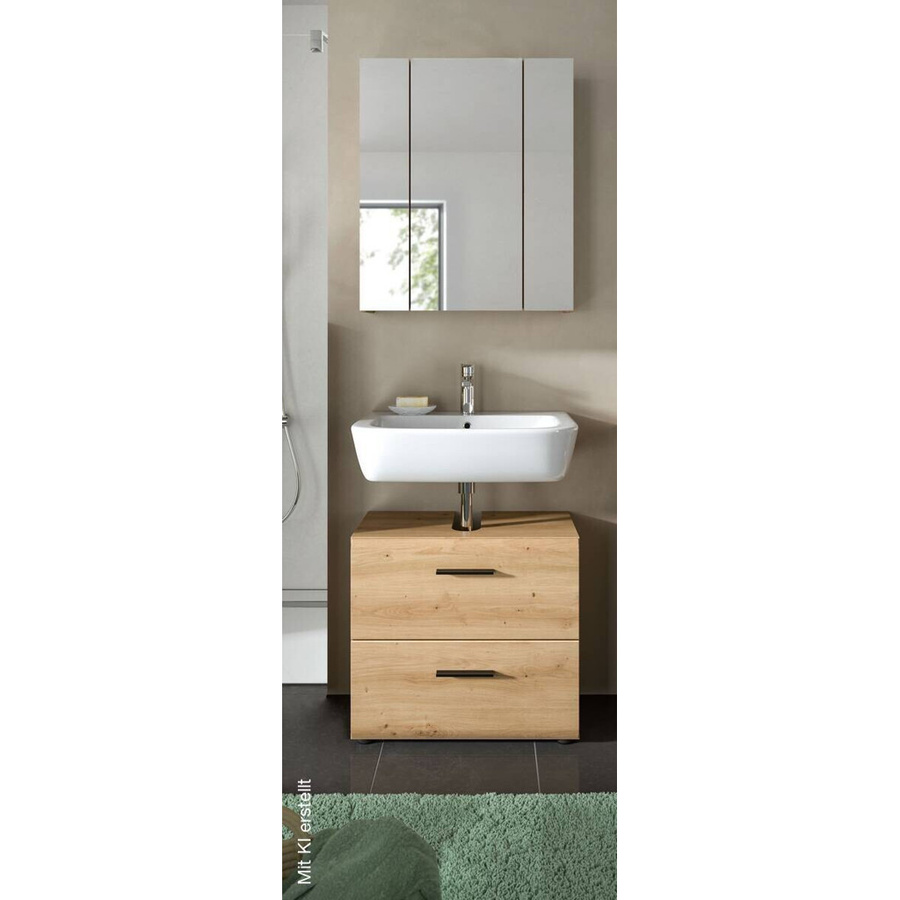 Badmöbel-Set xonox.home Ice Artisan Oak in Braun, 2-teilig mit LED-Beleuchtung, Wandmontage, Breite: 60 cm, Höhe: 185 cm, Tiefe: 30 cm - Bild 2