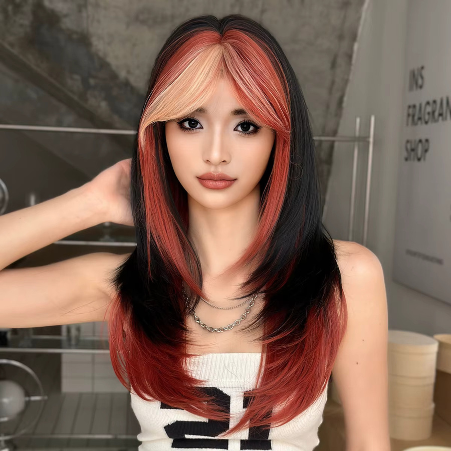 7JHH WIGS Perücke, schwarz-kupfer Ombre, synthetisch, Damen - Bild 2