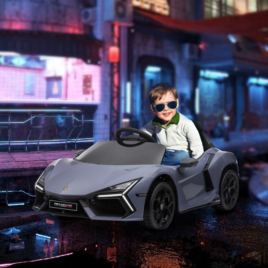 AIYAPLAY Kinder Elektroauto Lamborghini Revuelto Grau mit Licht und Sound für 3-5 Jahre - Bild 2