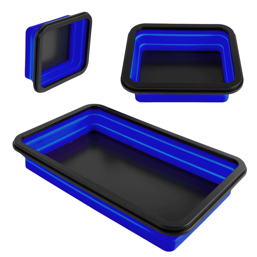 Toorise 3er Set Zusammenklappbare Magnetische Schraubwanne aus Silikon in Rot als Werkzeug Organizer für Tischler - Bild 7