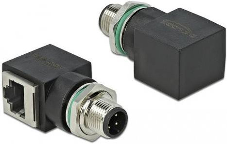 Delock Netzwerkadapter M12 auf RJ45 Ethernet LAN Adapter Schwarz - Bild 1