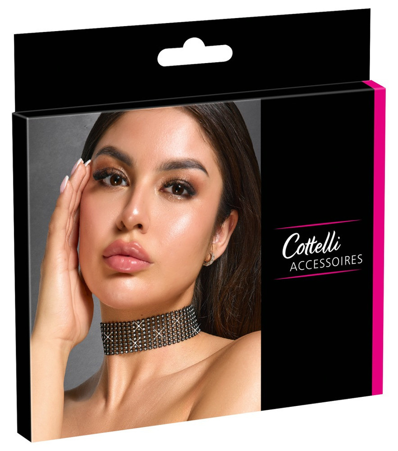 Cottelli ACCESSOIRES Halsband, Kunststoff, Schwarz, Kristall, Unisex - Bild 5